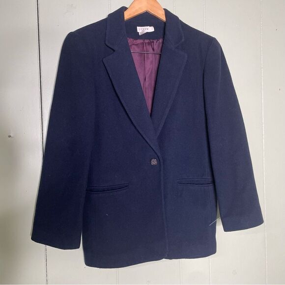 Vintage J. Crew Button‎ Down Navy Topcoat Pea Coat Size 8 EUC Wool & Cashmere - Picture 2 of 8